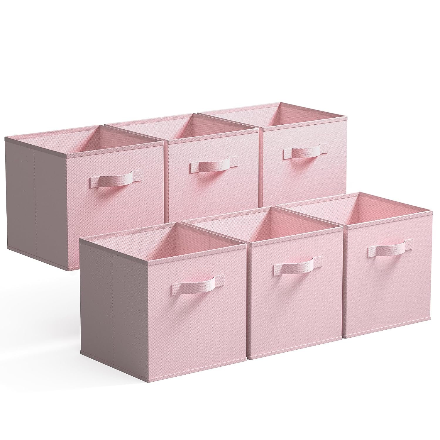 GRANNY SAYS Fabric Storage Cubes, Pack of 6 Cube Storage Boxes 27x27x27, Cloth Square Baskets for Organising Shelves, Collapsible Cube Box Bins, Cubby Unit Organisers for Accessory, Pink