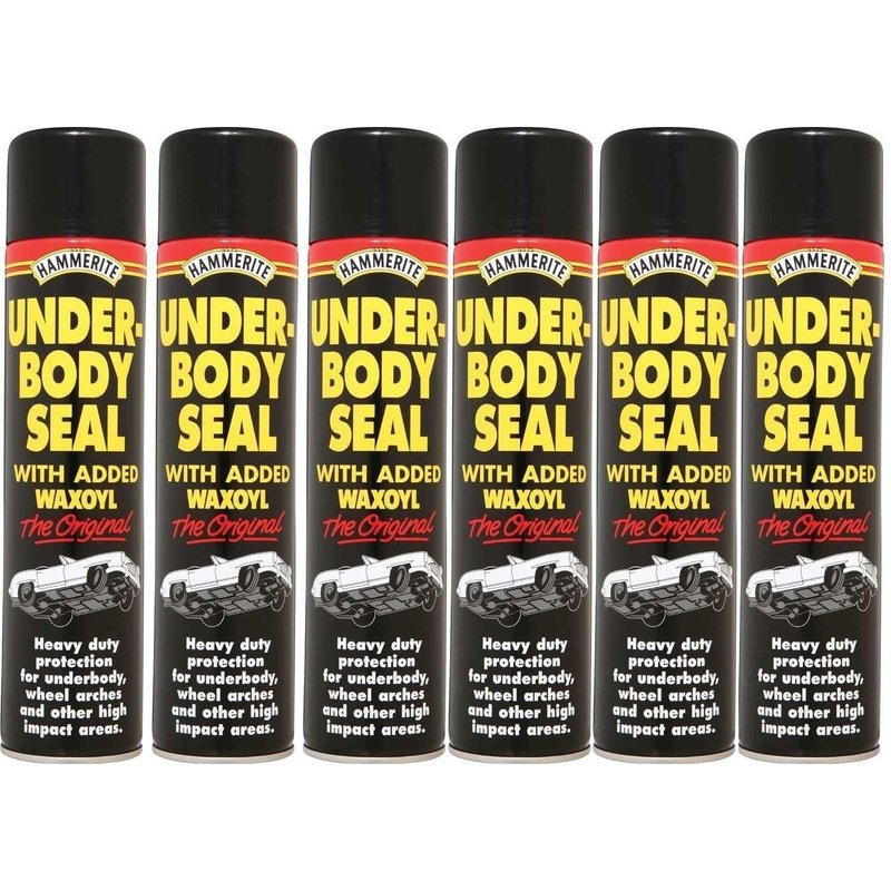6 x Black Underbody Seal Aerosol with Waxoyl 600 ml Hammerite Protection by Hammerite