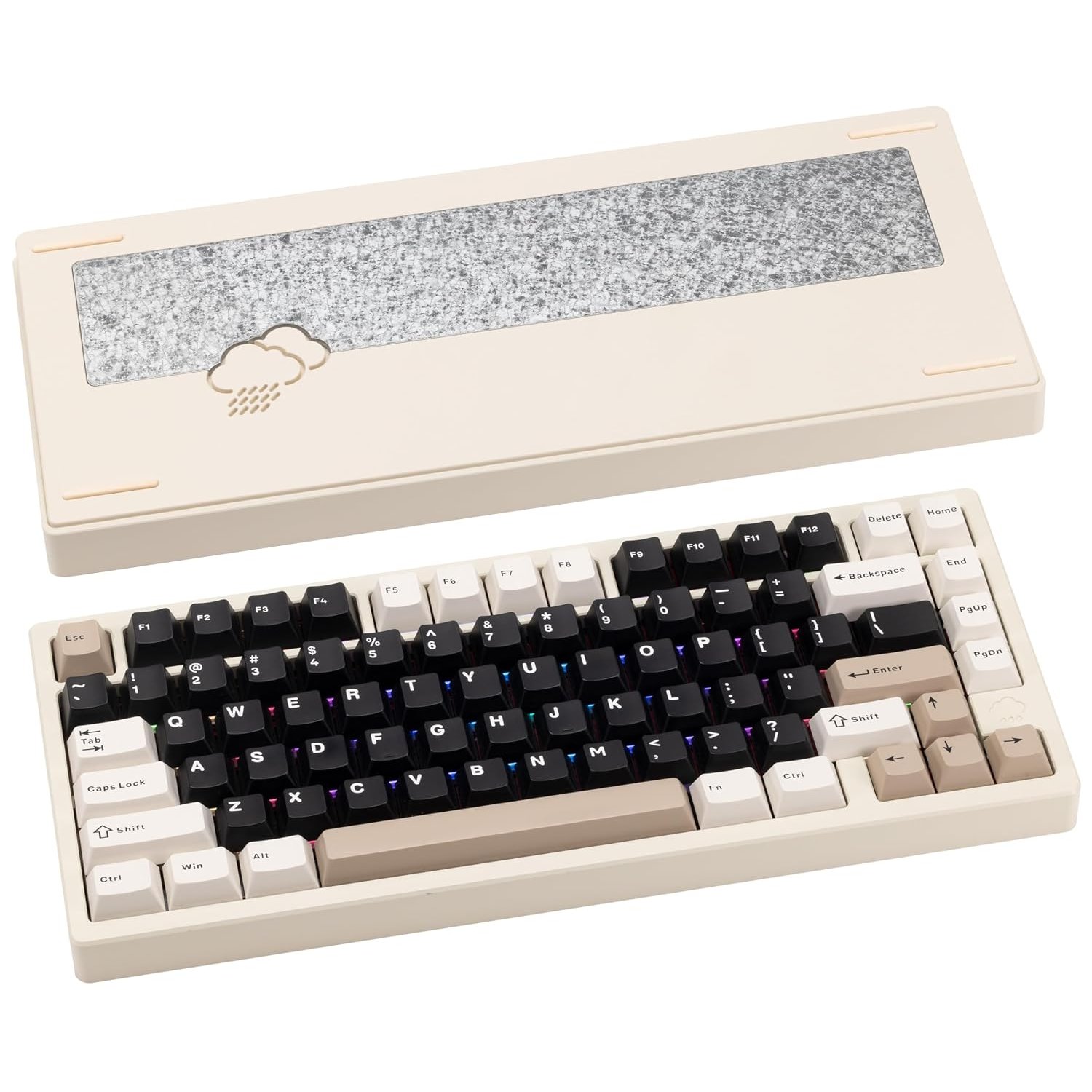 CutiePcs WOBKEY Rainy 75 Aluminum Cocoa Switch Mechanical Keyboard with Superior Acoustics, Wired, BT, 2.4G wireless Connectivity (Pro - White)