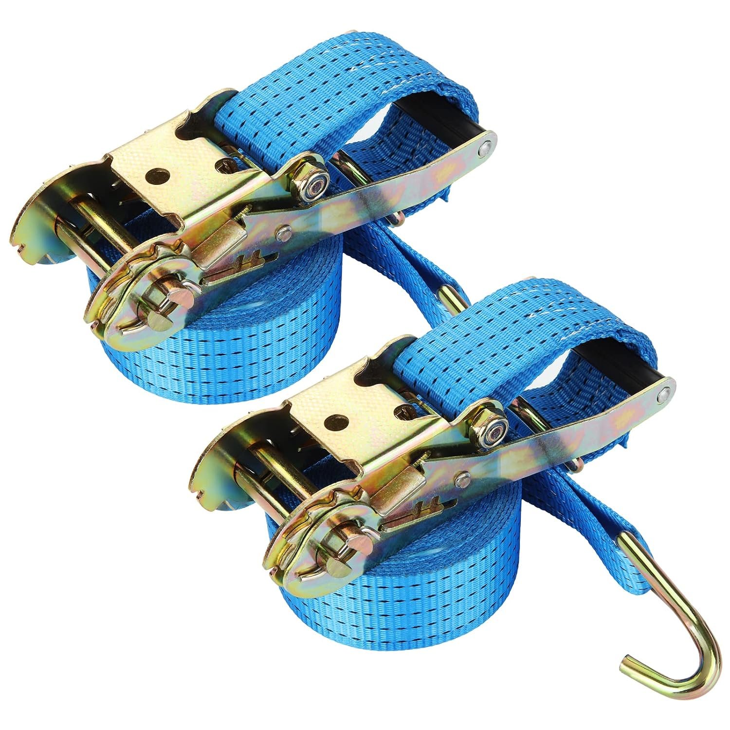 YAYODS 2PCS Ratchet Straps with Hooks, Heavy Duty Ratchet Tie Down Straps, 5cm x 6m, 5000kg Break Strength for Motorcycle, Trucks, Trailer, Cargo