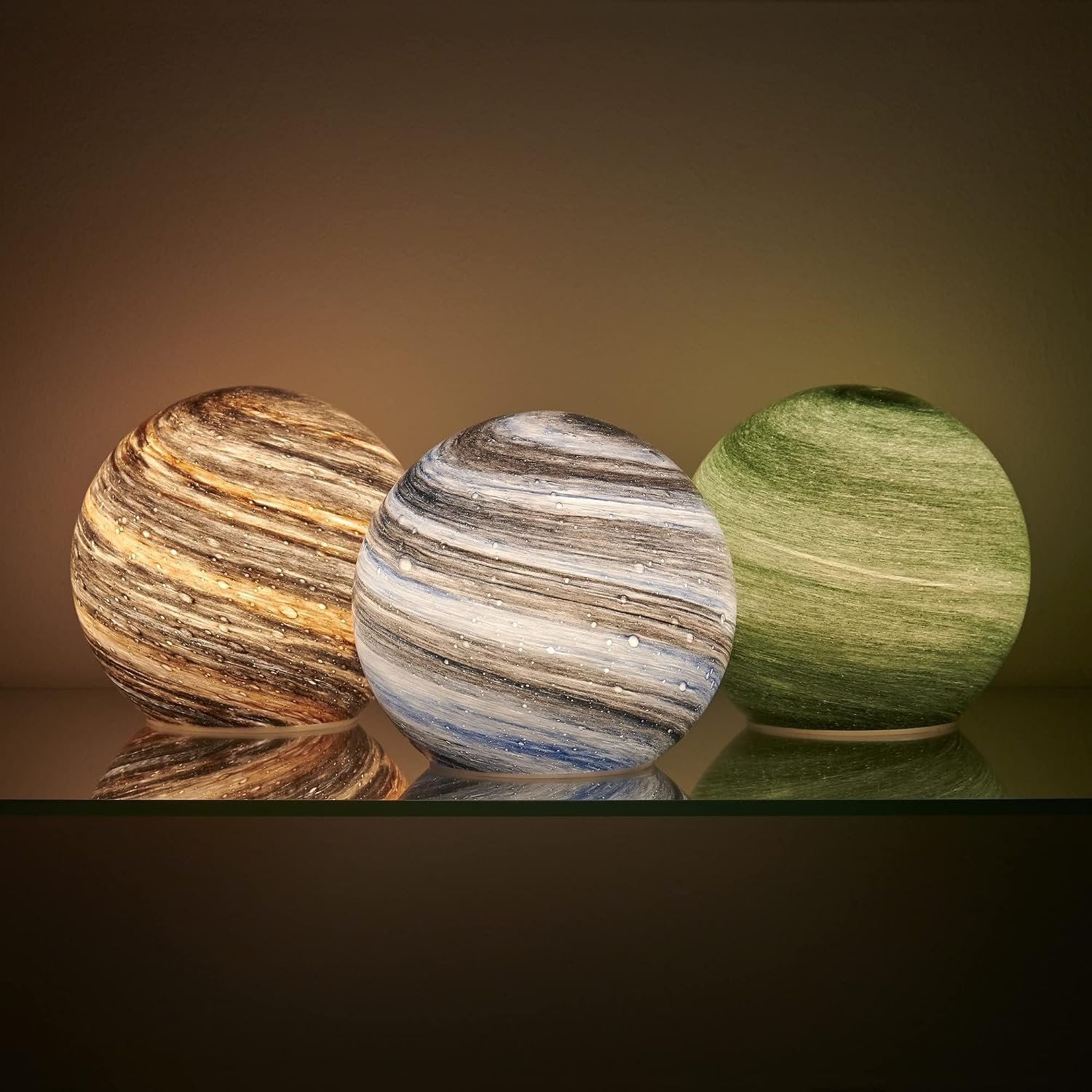 Auraglow Handmade Blown Glass Art Planet LED Tab… view 1