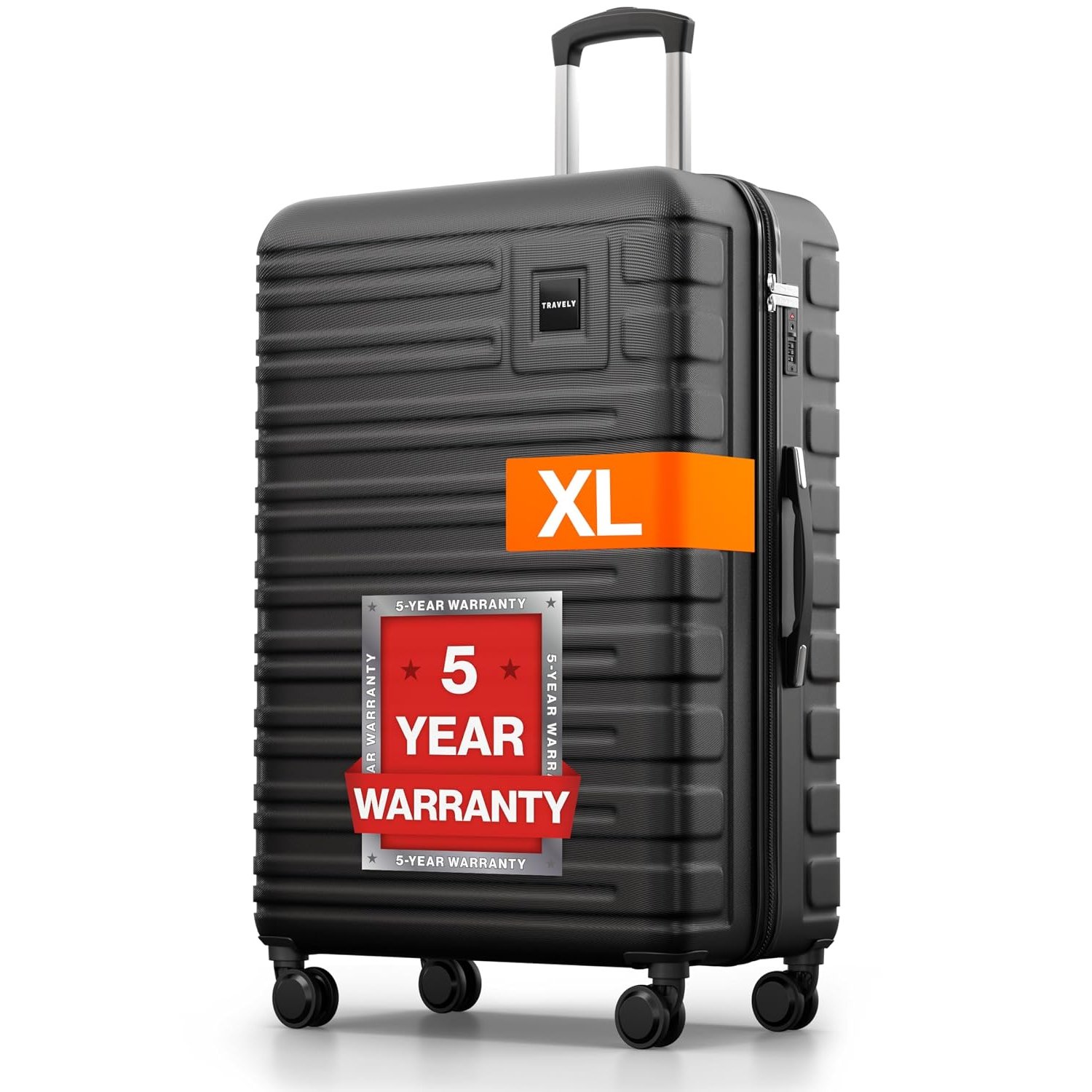 Travely Polycarbonate XL Suitcase Large 77cm - 158cm Linear Dimensions - 20kg Suitcase Including TSA Lock, Hard Shell, Travel Case