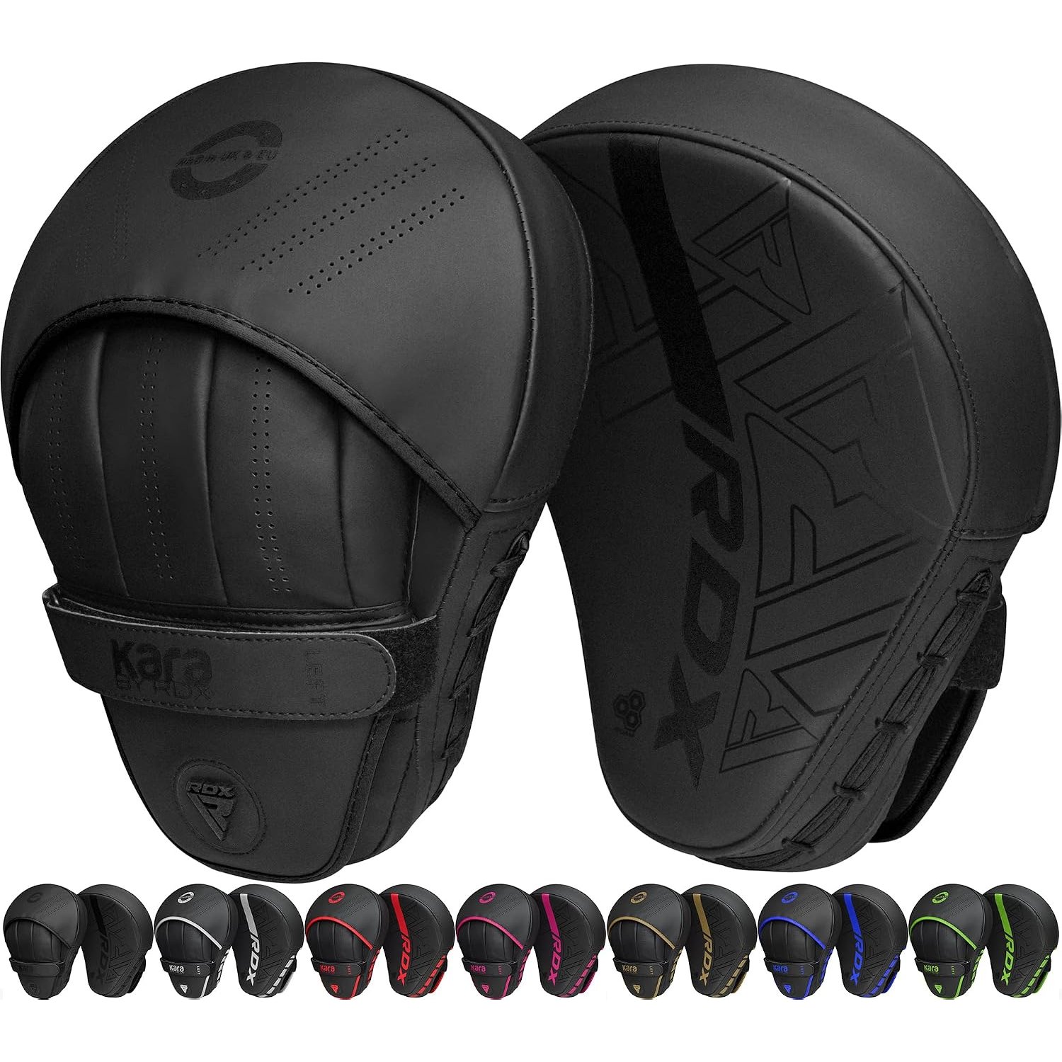 RDX Boxing Pads Curved Focus Mitts, Maya Hide Leather KARA Hook and jab Training Pads, Adjustable Strap Ventilated, MMA Muay Thai Kickboxing Coaching Martial Arts Punching Hand Target Strike Shield