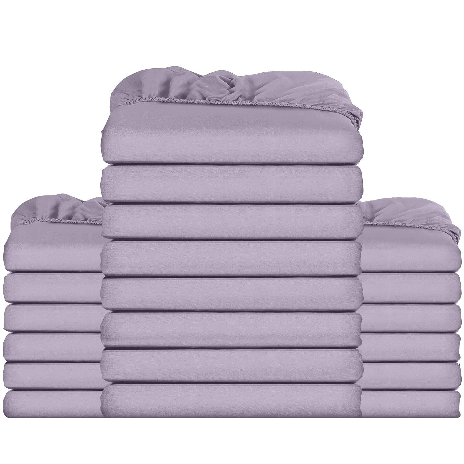 Utopia Bedding Fitted Sheet Bulk Pack of 20 Pieces - King, Lavender - Deep Pocket - Easy Care Soft Brushed Microfibre Fabric - Shrinkage and Fade Resistant - Bottom Sheet