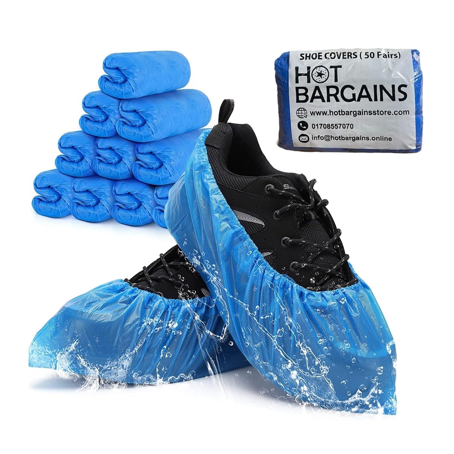 HOT BARGAINS Pack of 500 (250 Pairs) Disposable Shoes Covers Waterproof Shoe Booties Disposable Non Slip, One Size Fits All (500)
