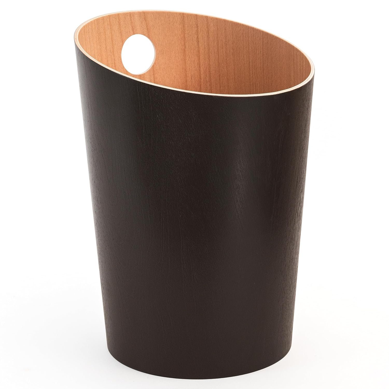 Kazai. Design Paper Bin 'Bennet' | Unique Waste Paper Basket for Office, Bedroom, Children's Room, and More | Office Bin Made of Real Wood Veneer | Brown