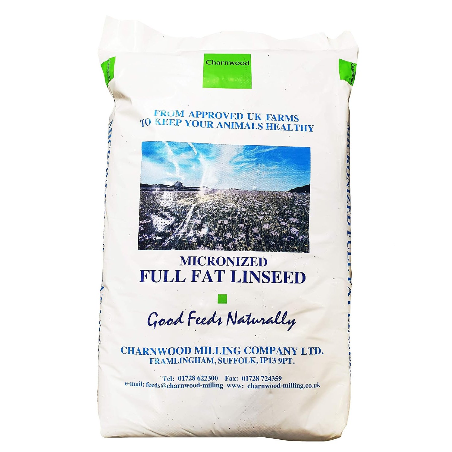Charnwood Milling Micronised Full Fat Linseed Meal 20 Kg Enhanced Horse Feed High In Healthy Omega 3, 6 and 9 Fatty Acids, Beneficial to All Equines