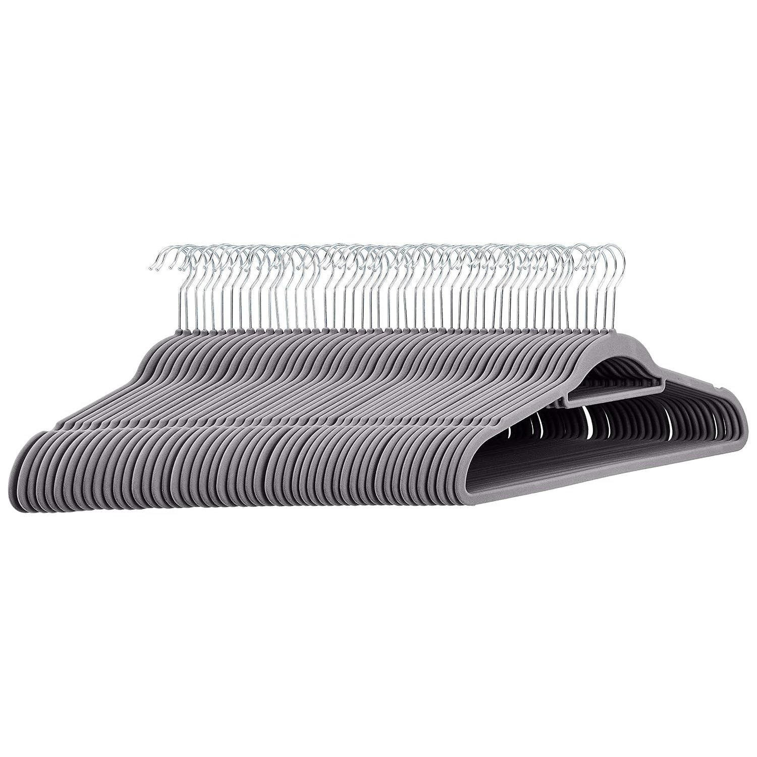 Amazon Basics Velvet Suit Hangers with Tie Hanger, 50-Pack, Dark Gray