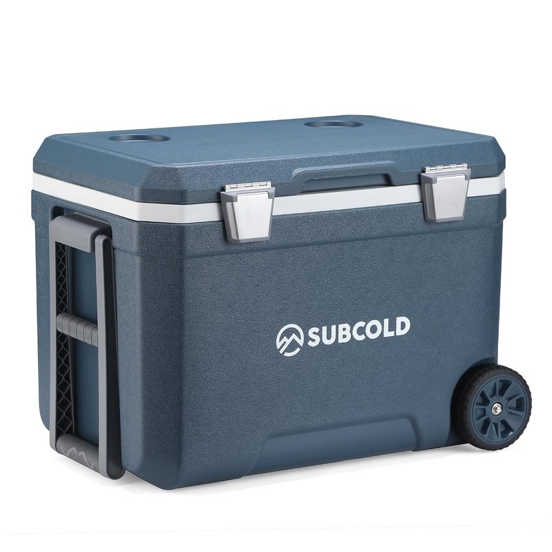 Subcold MOBI Wheeled Cooler Box – Insulated Cool Box on Wheels with Handles and Drain | Ice Cooler for Travel, Car, Camping & Outdoor | Stays Cool for Days | PU Foam Insulation (Blue) (45L)