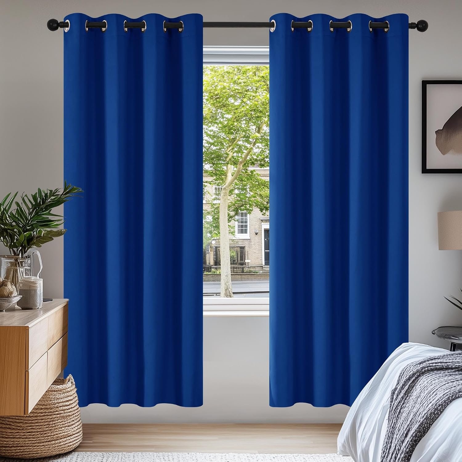 Deconovo Home Decorative Thermal Insulated Curtains Blackout Curtains Eyelet Curtains for Boys Room Royal Blue W55 x L69 One Pair