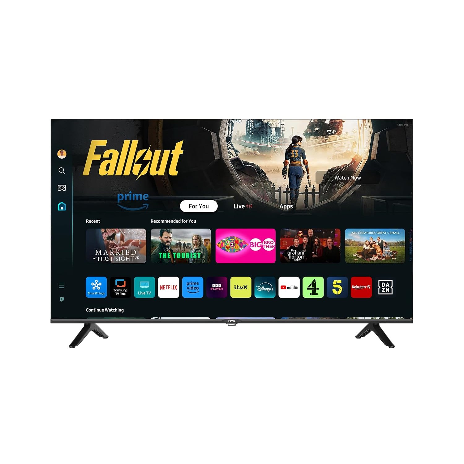 HYE TV - Smart TV, 40" Screen Size, Full HD Resolution, Apple AirPlay, Samsung Tizen OS & Gaming Hub, Versatile Connectivity, Perfect For Streaming, Black, Gaming & Entertainment - 40FHDS1008