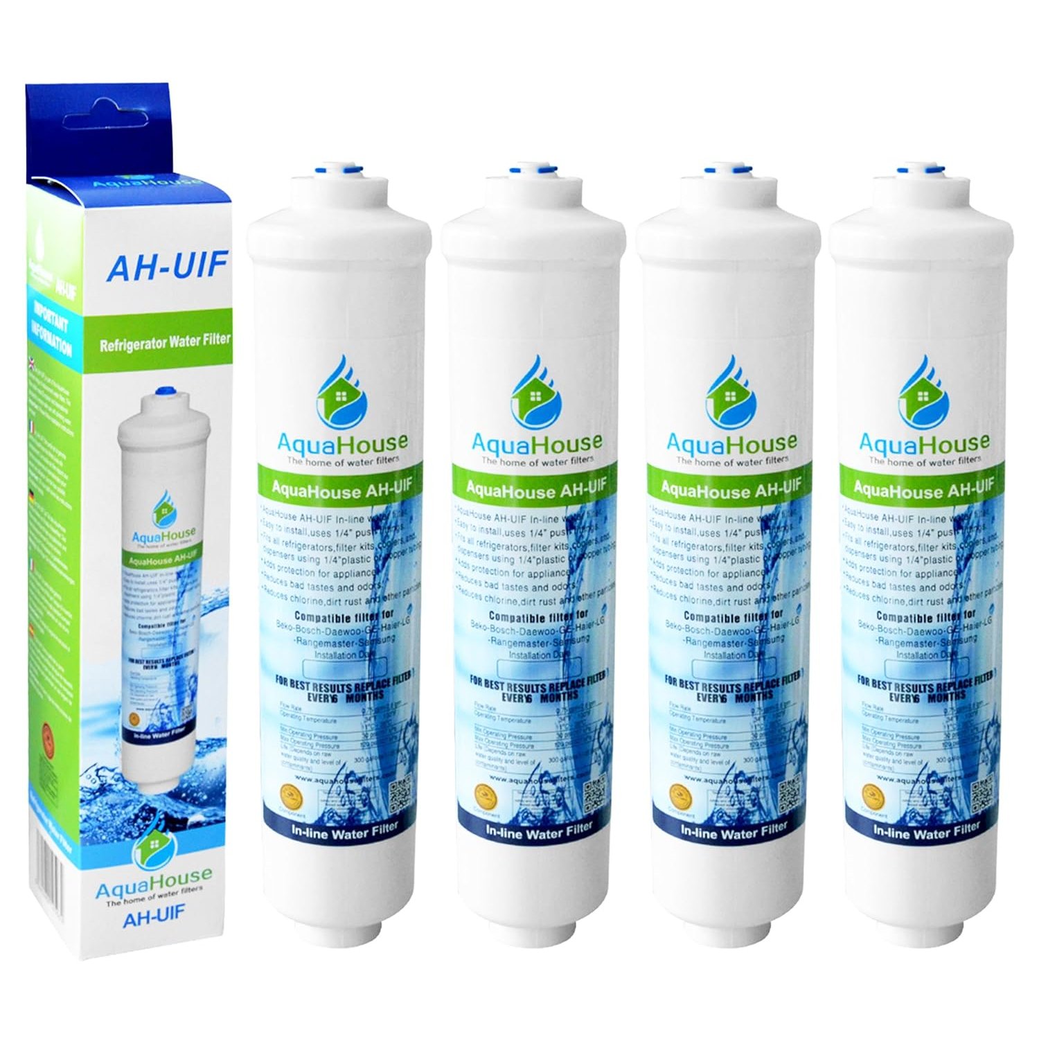 4X AquaHouse AH-UIF External Fridge Water Filter fits Samsung & Haier Fridge Freezer Models with External Filters only