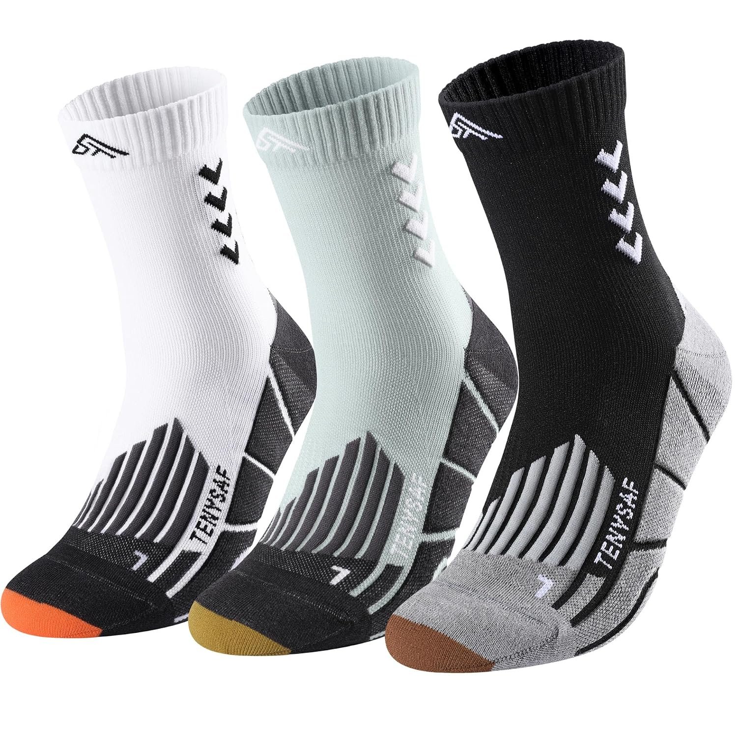 Lounwee Compression Crew Running Socks: Athletic Socks for Men Women with Cushion,3 Pairs Work Hiking Basketball Sport Socks