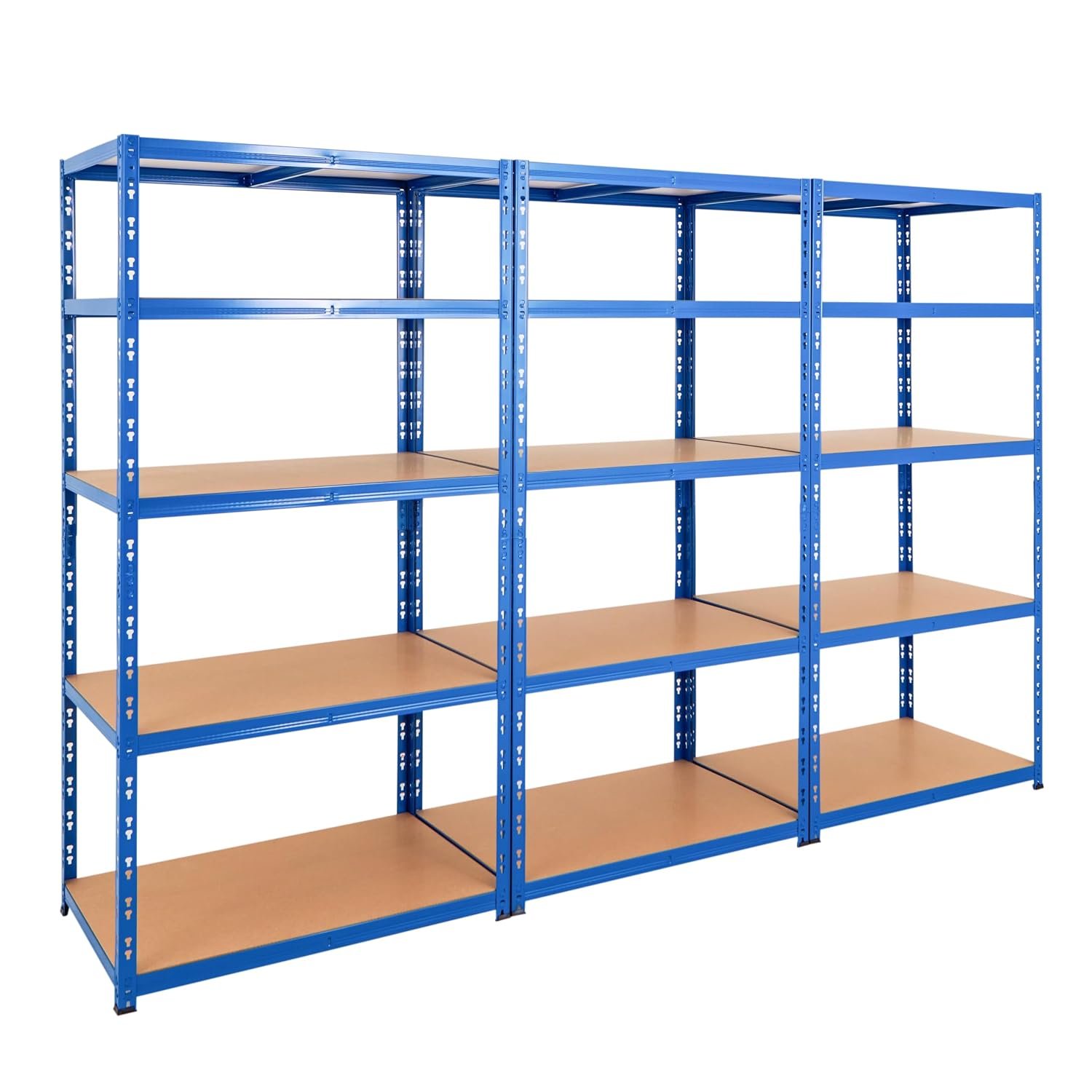 BiGDUG Heavy Duty Garage Shelving Unit 3 Bay - 179x90x60 cm - 200kg UDL Per Shelf (1000kg Per Bay) - 3x Blue Storage Shelves - 5 Tier Shed Shelving