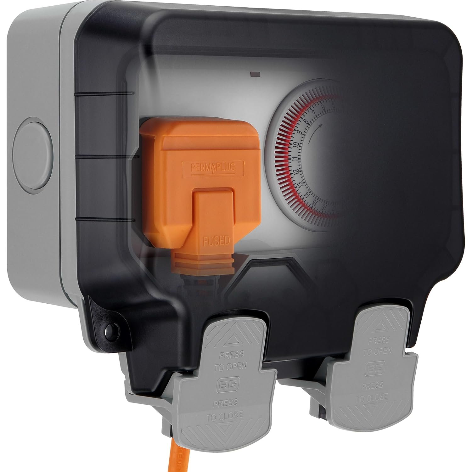 BG Electrical Weatherproof Time Controlled Socket, 13A Outdoor Timer Socket, 24 Hour Mechanical Timer, LED Indicator, IP66 Rated for Year-Round Reliability, 3120W, 250V, Garden & Outdoor Use, WP23TM24