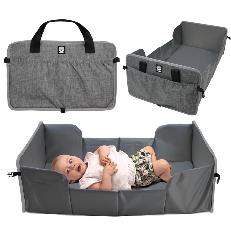 Dooky Portable Pop-Up Baby Travel Cot/ Crib, Lightweight, Compact, Includes 1 cm Thick Mattress (38 x 73 x 1 cm), Folded out 41 x 75 cm, Folded 41 x 26 cm, Suitable upto 6 Months Age, Grey Melange