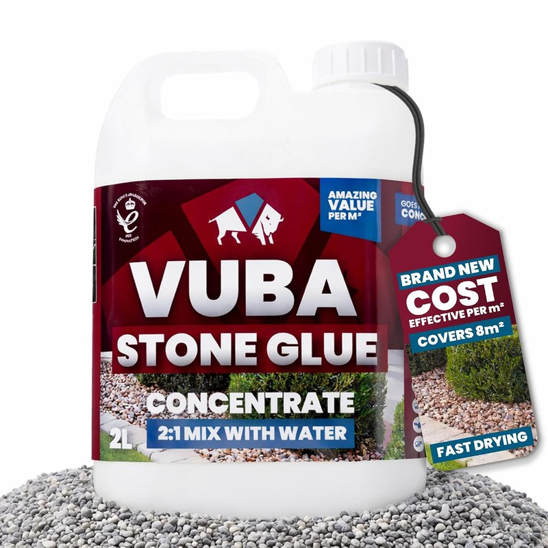 Vuba Easihold 2L Concentrate Rock Glue - Stone Adhesive, Dual Bond Technology Mix 2:1 with Water, Pea Gravel Stabiliser for Landscaping Paths, Patios & Borders 8m² Coverage, 3-Year Protection