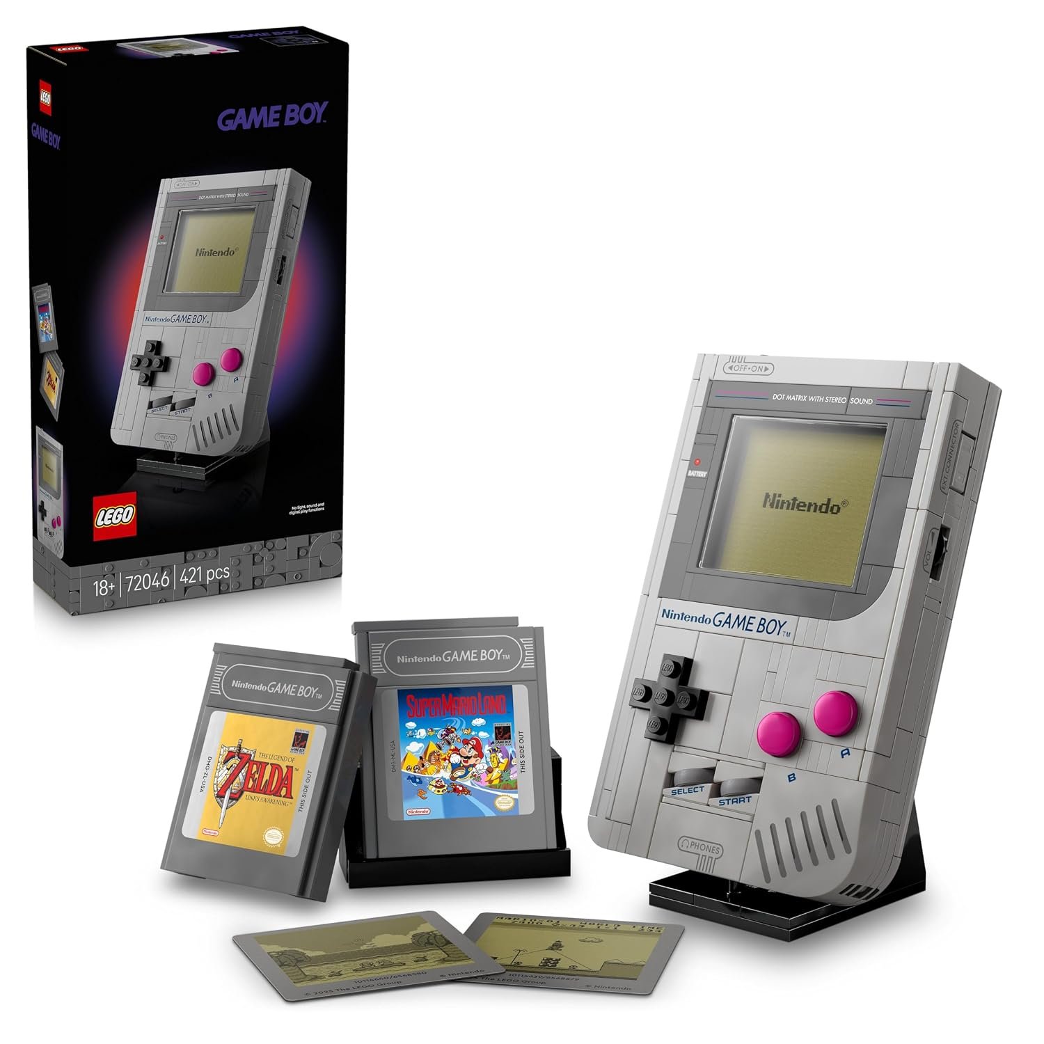 LEGO Super Mario Game Boy Building Set for Adults - Nintendo Display Model Kit with 2 Cartridges incl. Zelda, plus Lenticular Screens - Father's Day Treat - Gaming Gift Idea - 72046