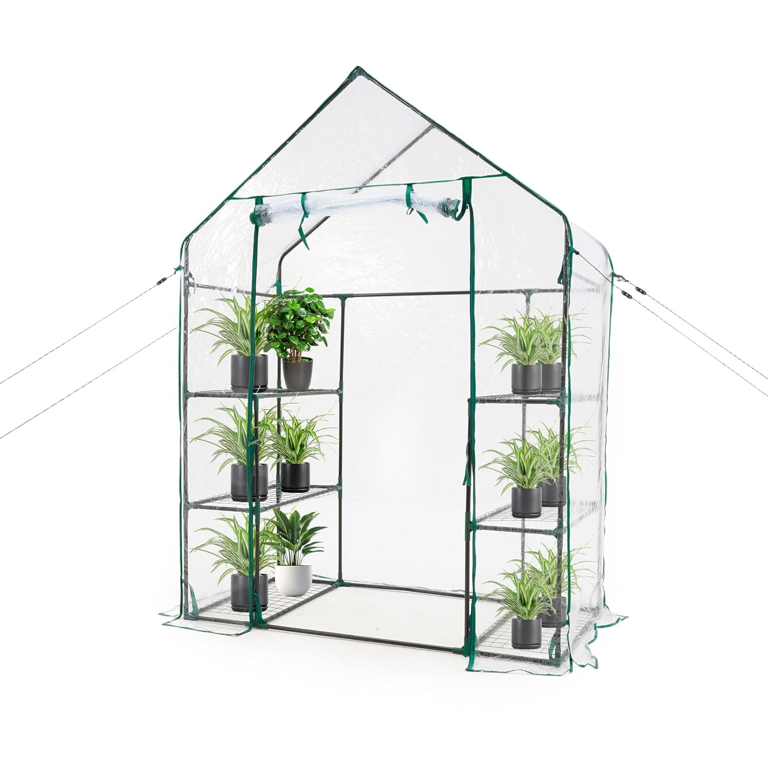 BARGAIN FACTORY Greenhouse 3 TIER Walk In for Garden with 6 Shelves and Weatherproof PVC Plastic Cover – Plant House for Garden Easy No Tool Assembly Ideal for Growing Vegetables, Flowers, Herbs