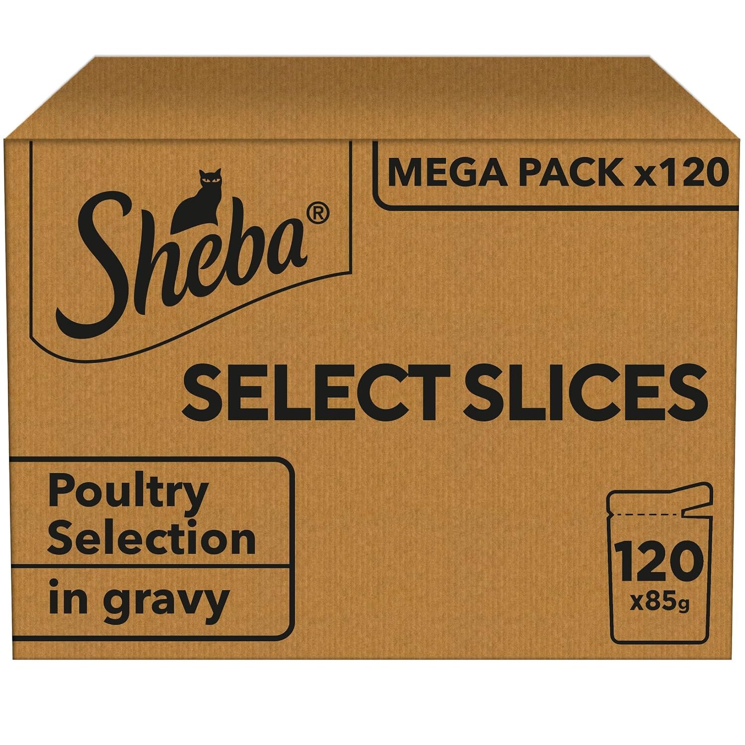 Sheba Select Slices Cat Food Pouch for Adult Cats with Duck, Turkey, Chicken and Poultry in Gravy 120x85g