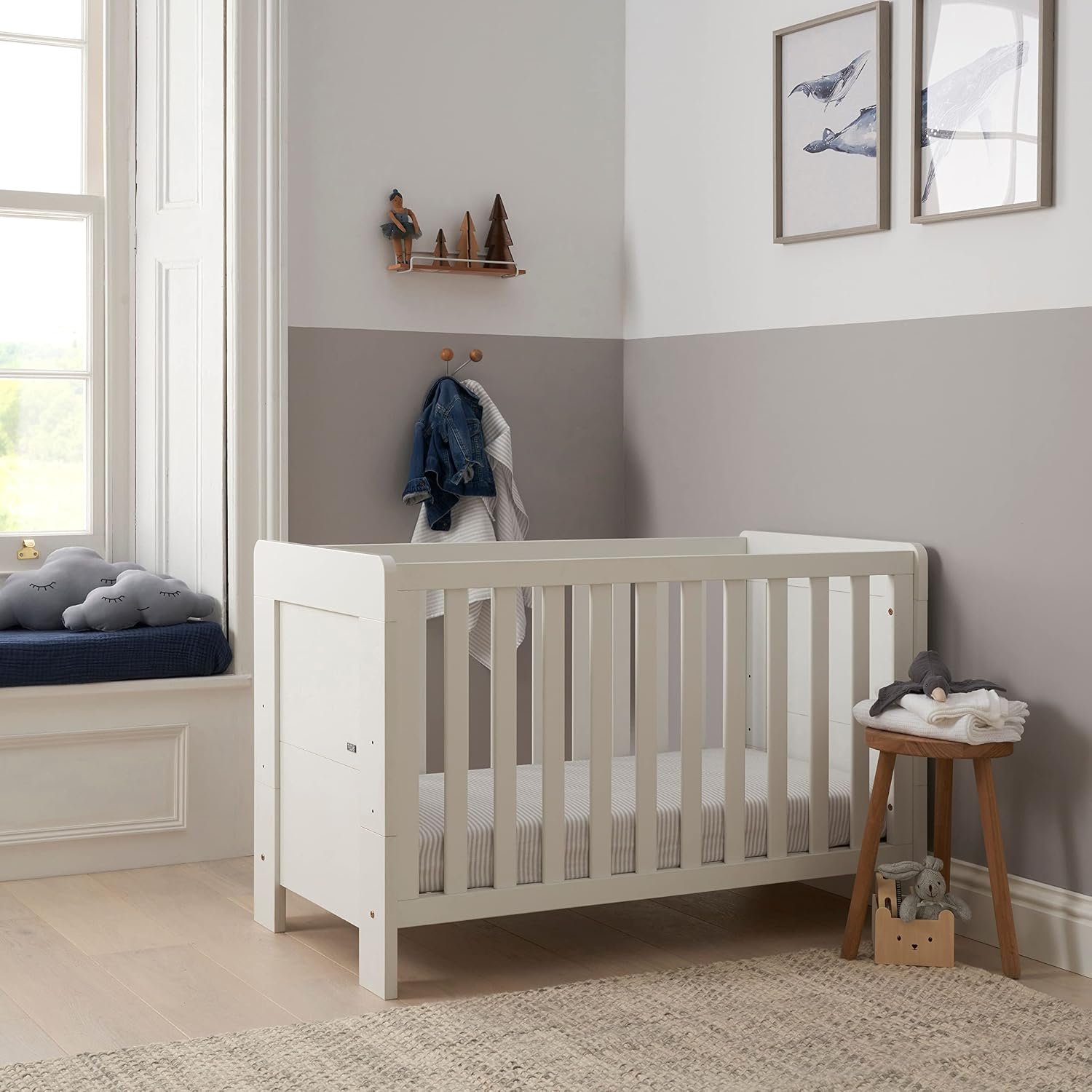 Tutti Bambini Alba 3-in-1 Baby Cot Bed (0-6 years) 140x70 cm - 3 modes: Wooden Baby Crib, Toddler Bed & Day Bed, Convertible Baby Bed, Adjustable Base, (Sand/Distressed Oak)