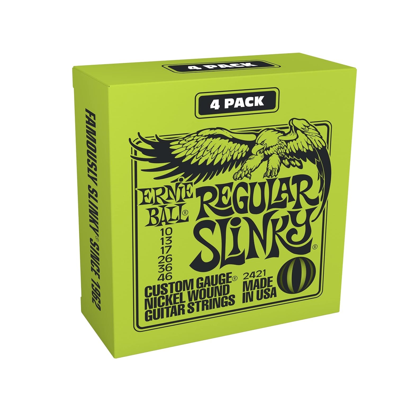 Ernie Ball Regular Slinky Nickel Wound Electric Guitar Strings 4-Pack - 10-46