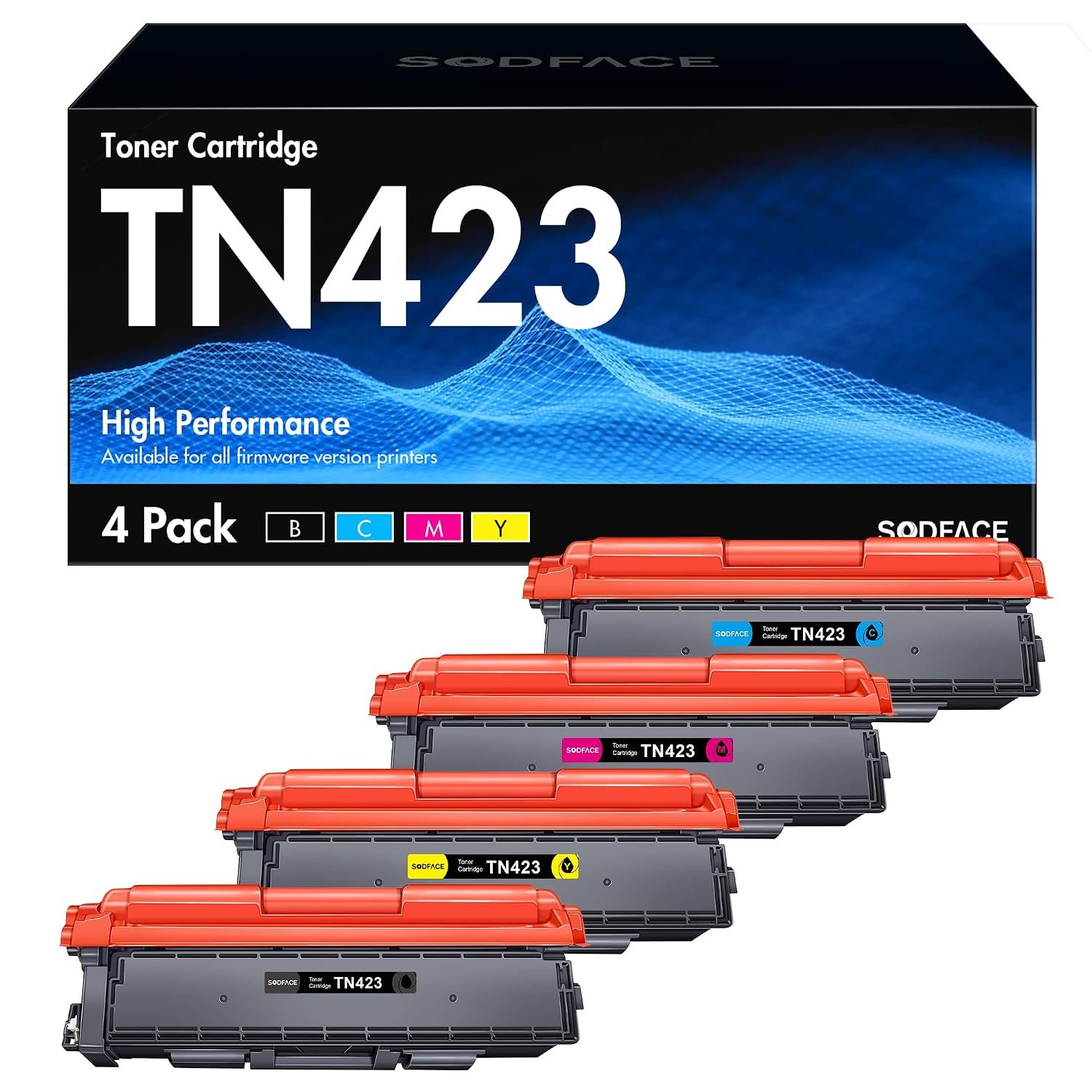 SODFACE TN423 TN-423 Toner Cartridge Compatible for Brother TN-423 TN423 toner for HL-L8260CDW HL-L8360CDW MFC-L8690CDW MFC-L8900CDW DCP-L8410CDW DCP-L8410CDN (Black Cyan Yellow Magenta, 4-Pack)