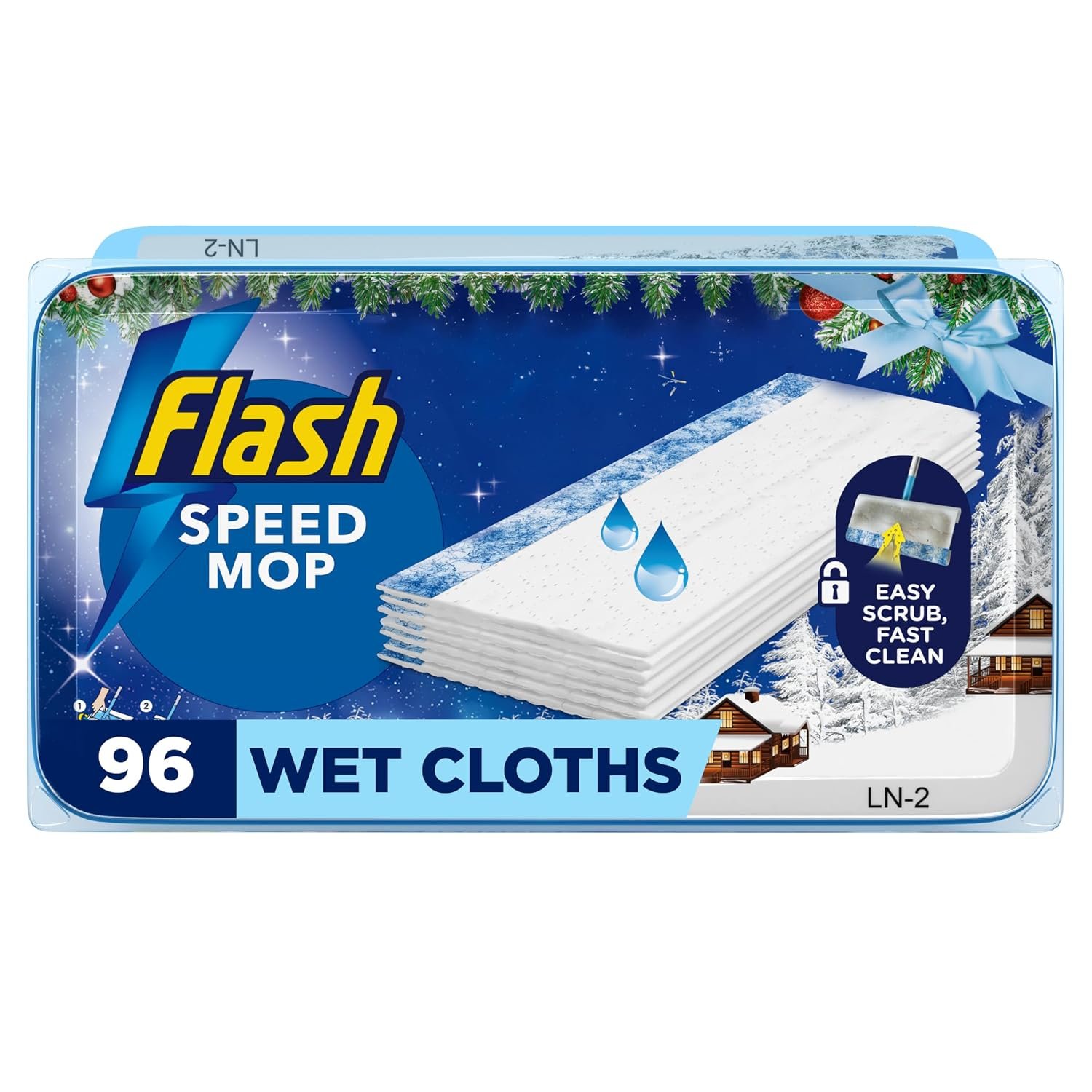 Flash Speedmop Floor Cleaner Wet Cloth Alpine Escape Refills, 96ct (24x4) Cloths, Fast Easy & Hygienic, Multi-Surface