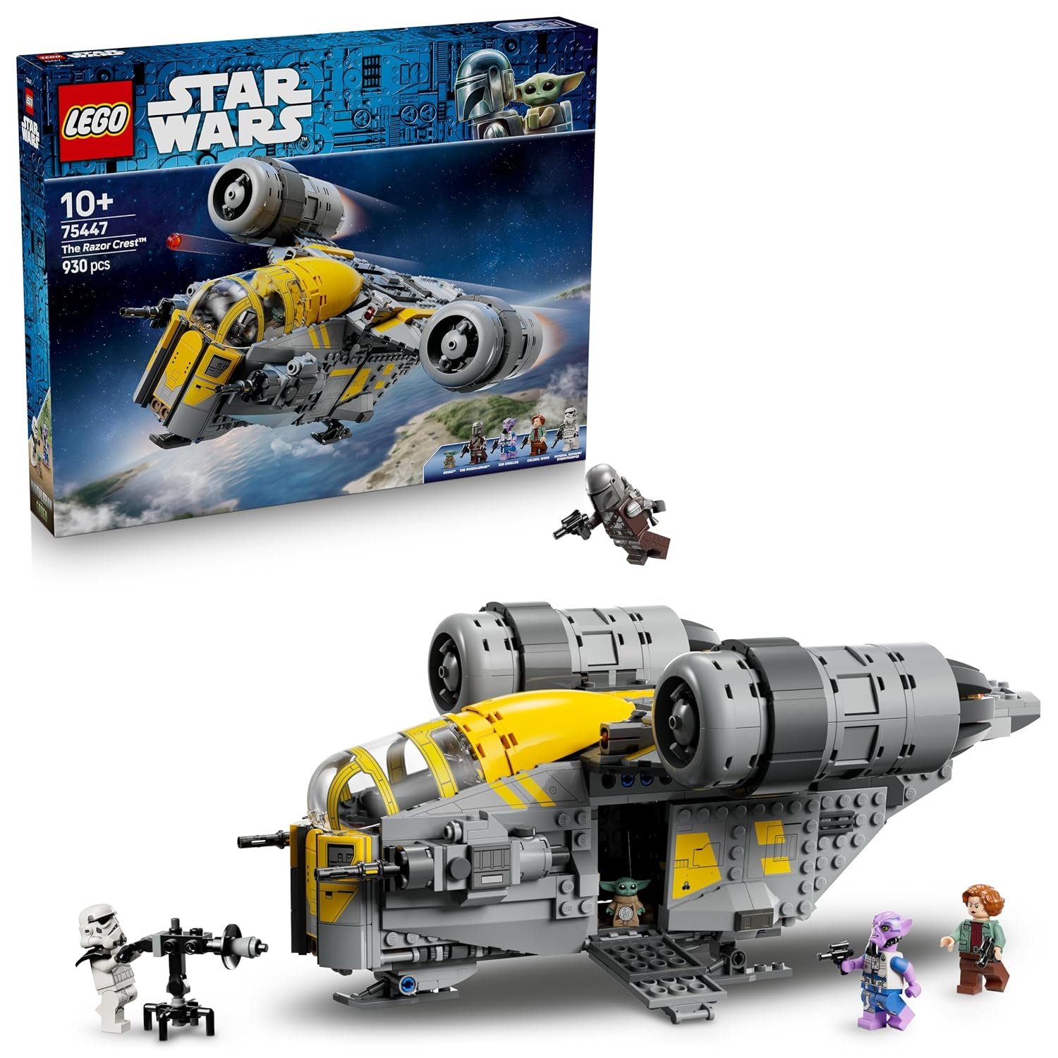 LEGO Star Wars 75447 The Razor Crest Starship Toy - The Mandalorian and Grogu Model Kit w/ 4 Minifigures & Grogu Figure - Birthday Gift for 10+ Year Old Boys, Girls & Movie Fans