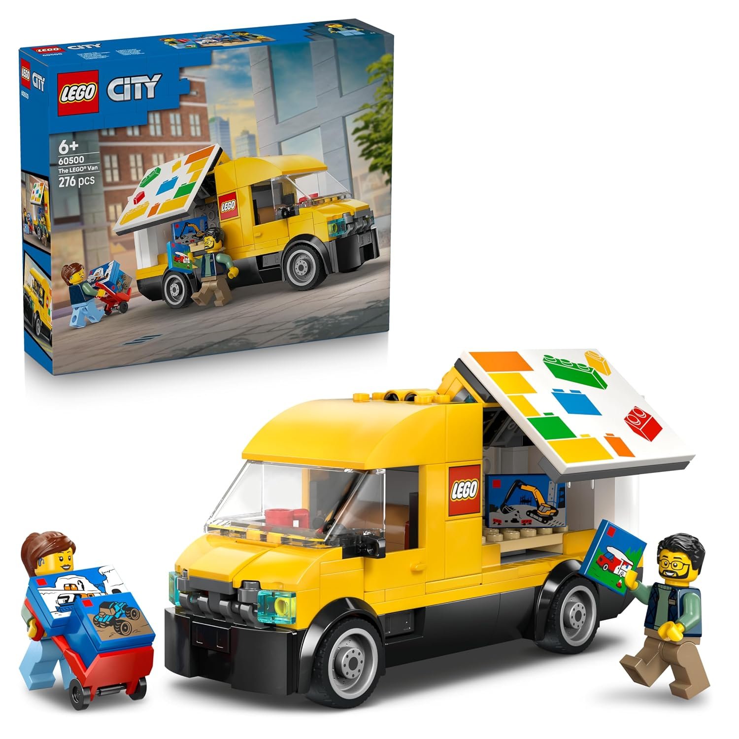 LEGO City The Van Toy - Delivery Truck Model Building Kit w/ 2 Minifigures, Trolley & Accessories - Birthday Gift Idea for 6+ Year Old Boys - 60500