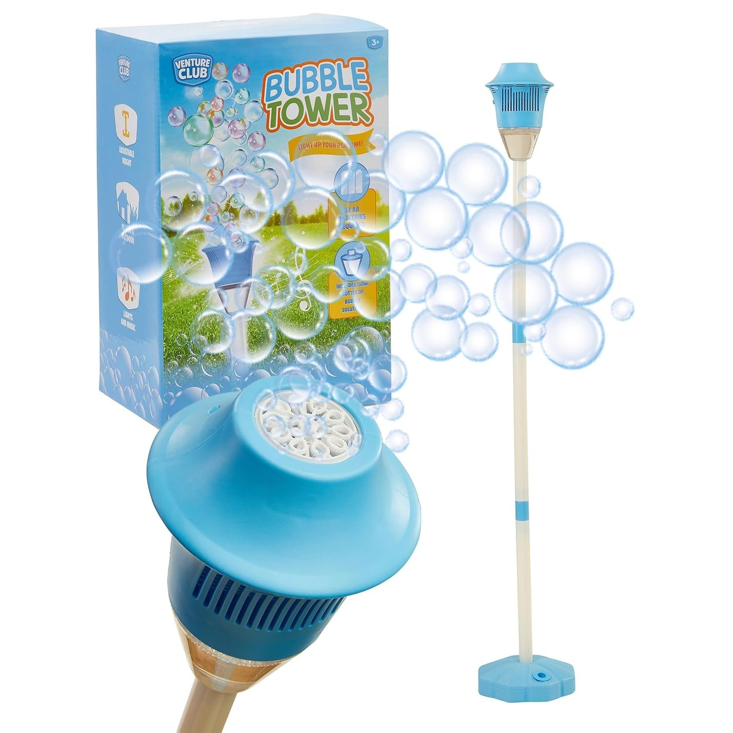 Venture Club Bubble Machine Lantern - Automatic Bubble Maker - Bubbles for Kids & Toddlers, Garden Toys & Games for Outdoor Play, Party & Active Fun - Free Standing, Easy Setup, Children Aged 3+