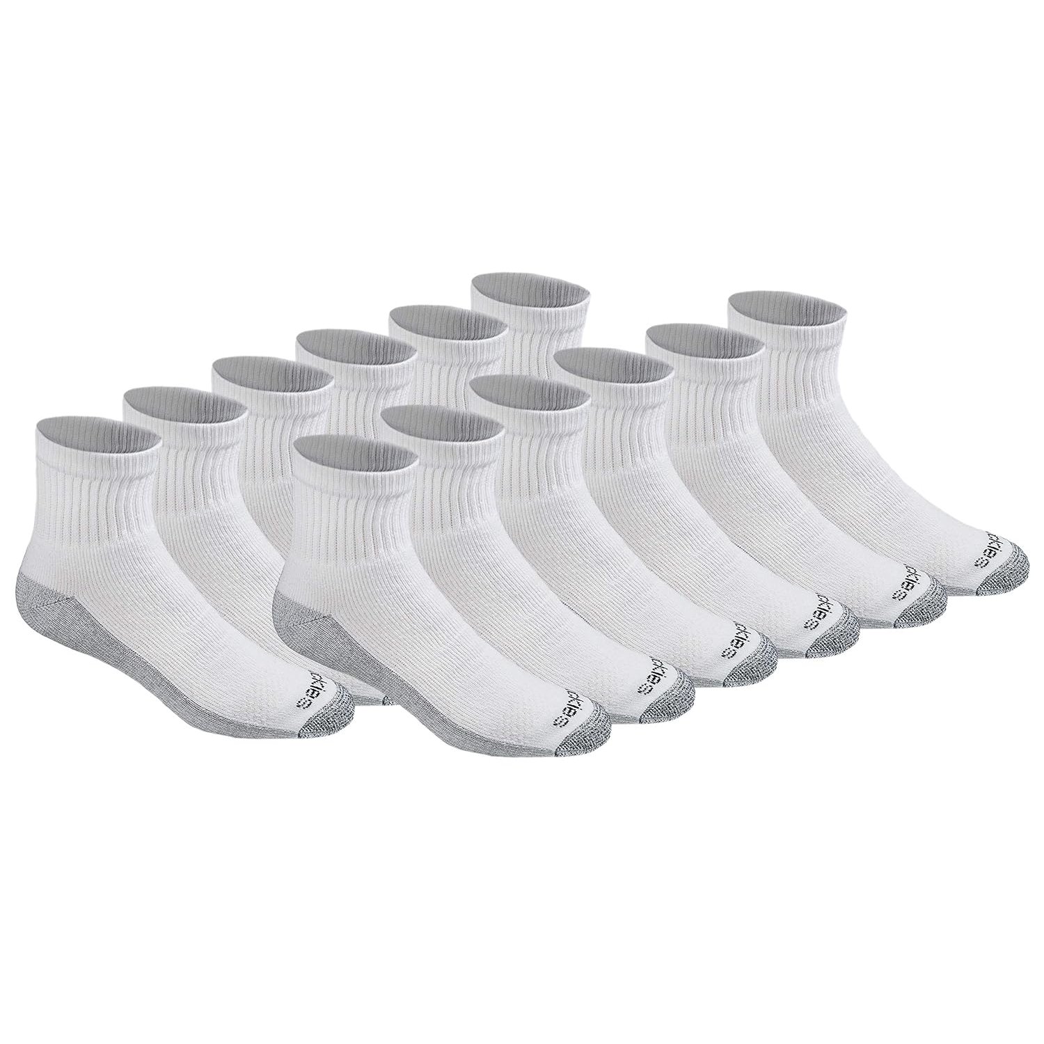 Dickies Men's Dri-tech Moisture Control Quarter Socks Multipack, White, Shoe Size: 5-9