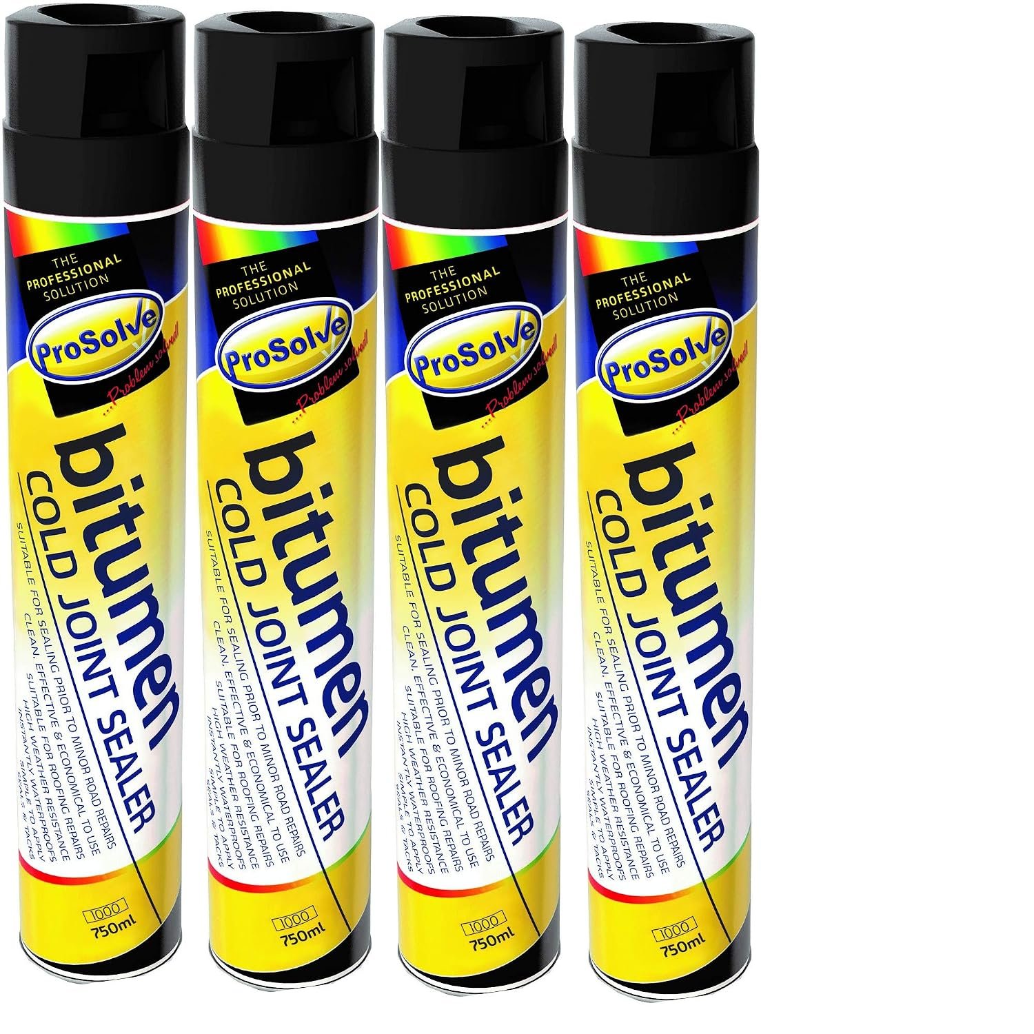 Prosolve Bitumen Cold Joint Seal Spray Tarmac Roof Gutter Repair Pot Hole Sealer - 4 Pack