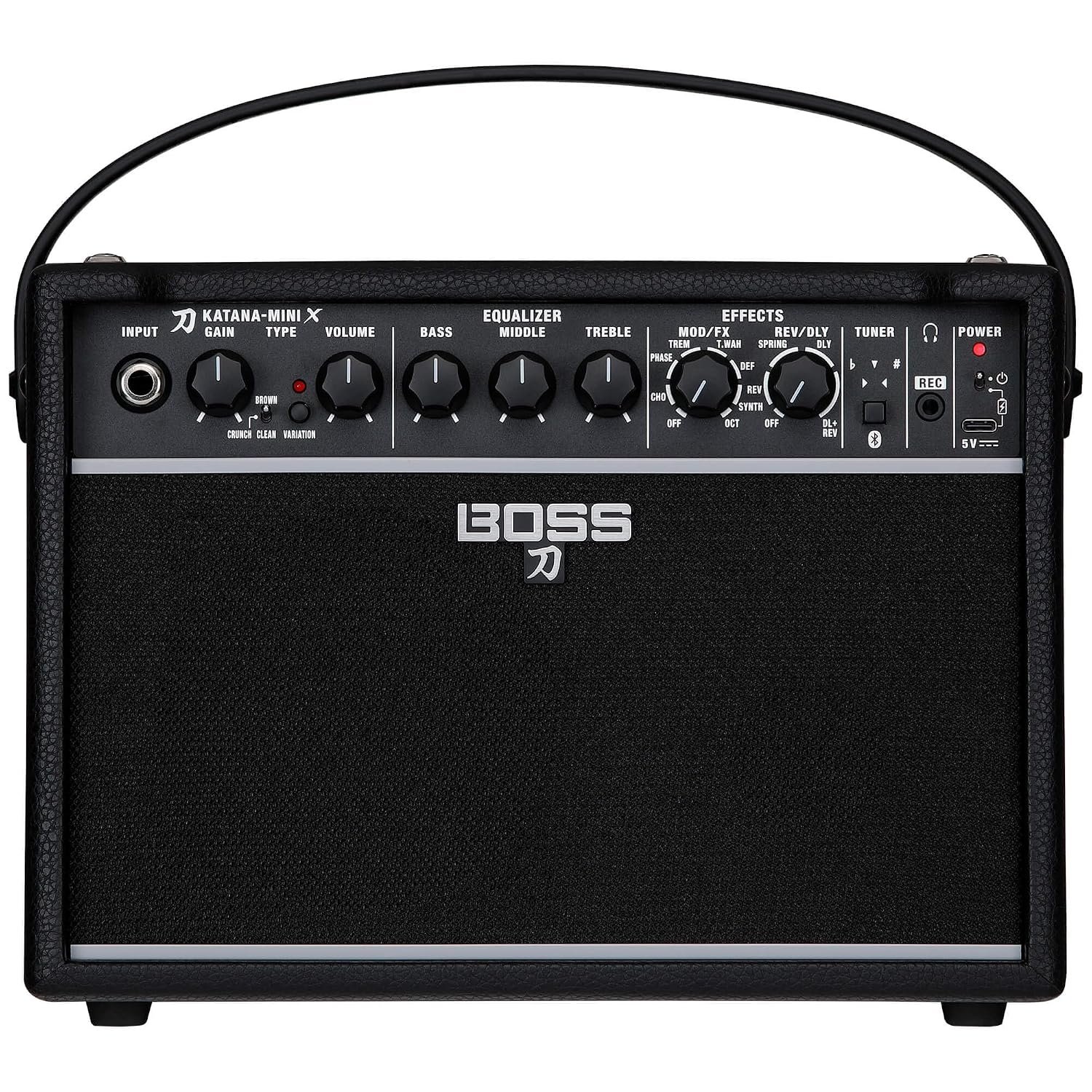 BOSS Katana-Mini X | Powerful 10-Watt Mini Amplifier for Electric, Acoustic & Bass | Tube Logic Design | Custom 5” Speaker | Versatile Sounds & Dual Effects | Onboard Bluetooth
