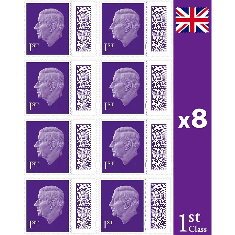 Albian Trading 1st Class Stamps (8 Pack) - 1st Class - Barcoded Self Adhesive UK Letter Postage Stamps for Postage - (8 Total)