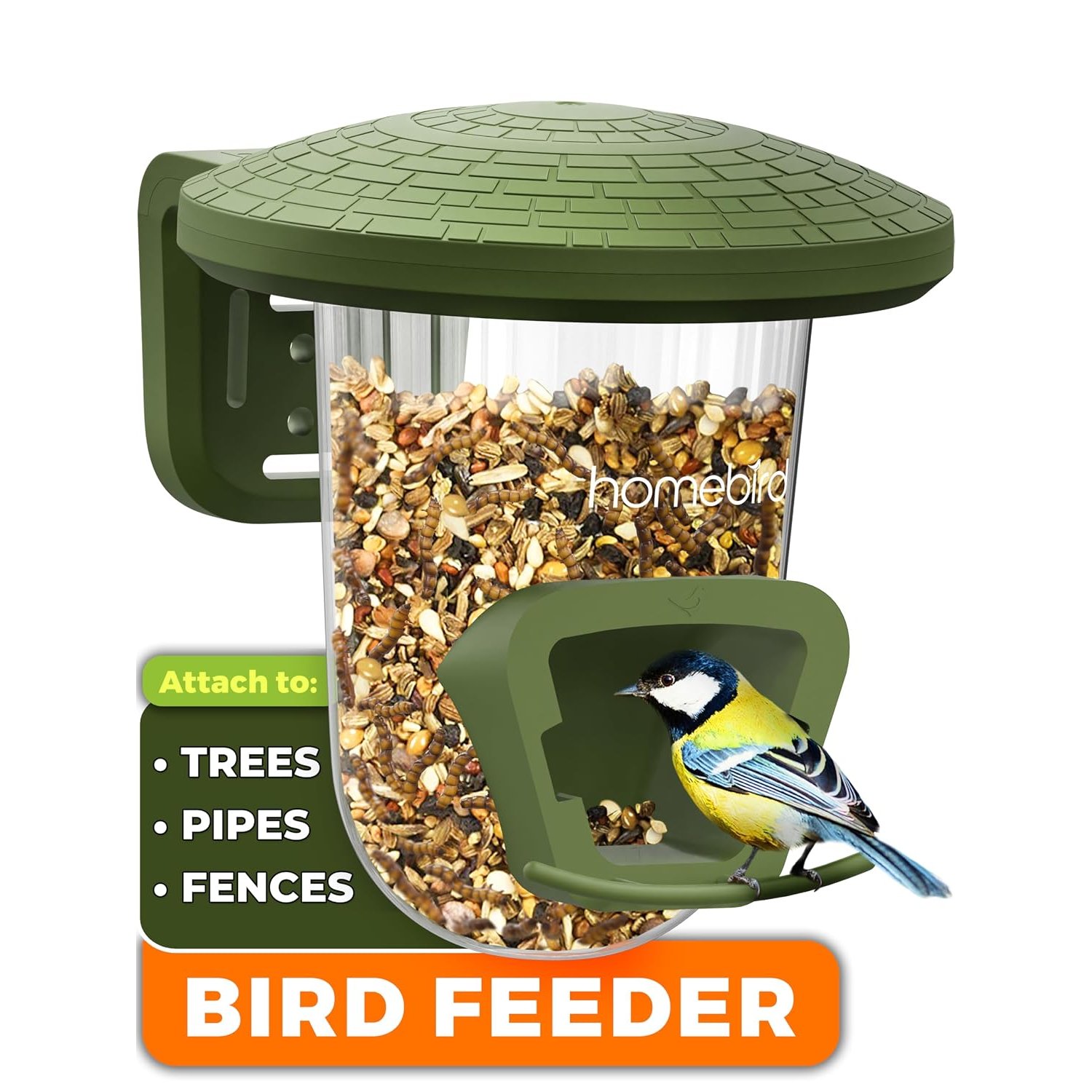 Outdoor Bird Feeders for Small Birds - No Mess Bird Seed Feeder for Fences, Walls, Trees and Balcony – PerchPod for Wild Birds - UK Designed - Perfect Present for Bird Lovers