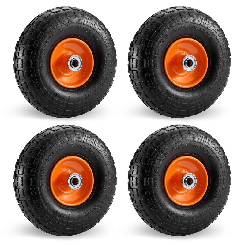 VonHaus Pneumatic Wheels 10” Pack of 4, Spare Replacement Universal Tyre Set for Wheelbarrows, Garden Carts, Sack/Hand Trucks, Trolleys, Utility Wagons, Puncture Proof Heavy Duty Tires, Easy Install