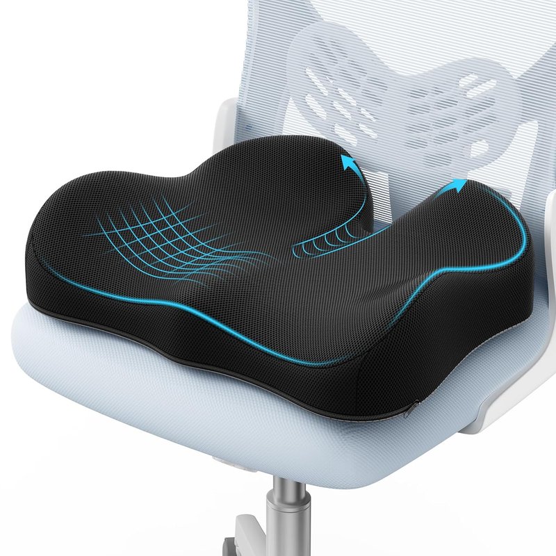 A-Pce Memory Foam Seat Cushion, Comfort Chair Pad for Home, Office, Car and Daily Use, Ergonomic Support Cushion for Driving and Sitting, Black