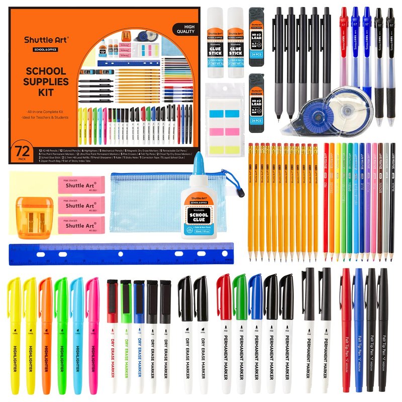 Shuttle Art 102 PCS Back to School Stationery Supplies Set, Student & Teacher Study Essentials for Secondary School, University, School & Office Stationary Kit Including Pens, Markers, Notebooks etc