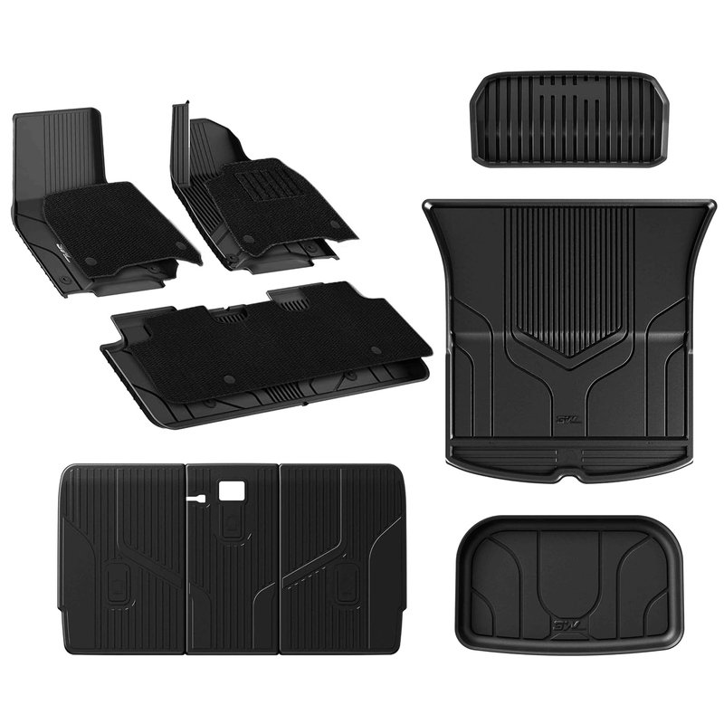 3W Floor Mats & Boot Liner & Carpets & Seat Back Mats Fit for Tesla Model Y 2021-2024 2025, All Weather Dog Friendly TPE Model Y Liners Non Slip Tesla Accessories (12 PCS Not for Model Y Juniper)