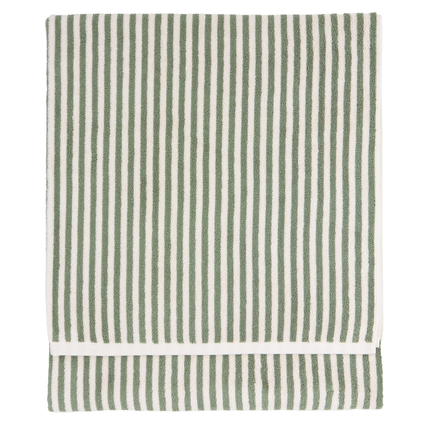 Yard Hebden XL Bath Sheet – Ultra Soft 100% Cotton Terry Striped Luxury Bathroom Towel (Forest – 100x180cm)