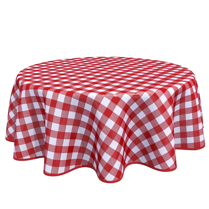 Home Direct Round Oilcloth PVC Wipe Clean Tablecloth Table Cover Gingham Checkers 160cm 62" Red