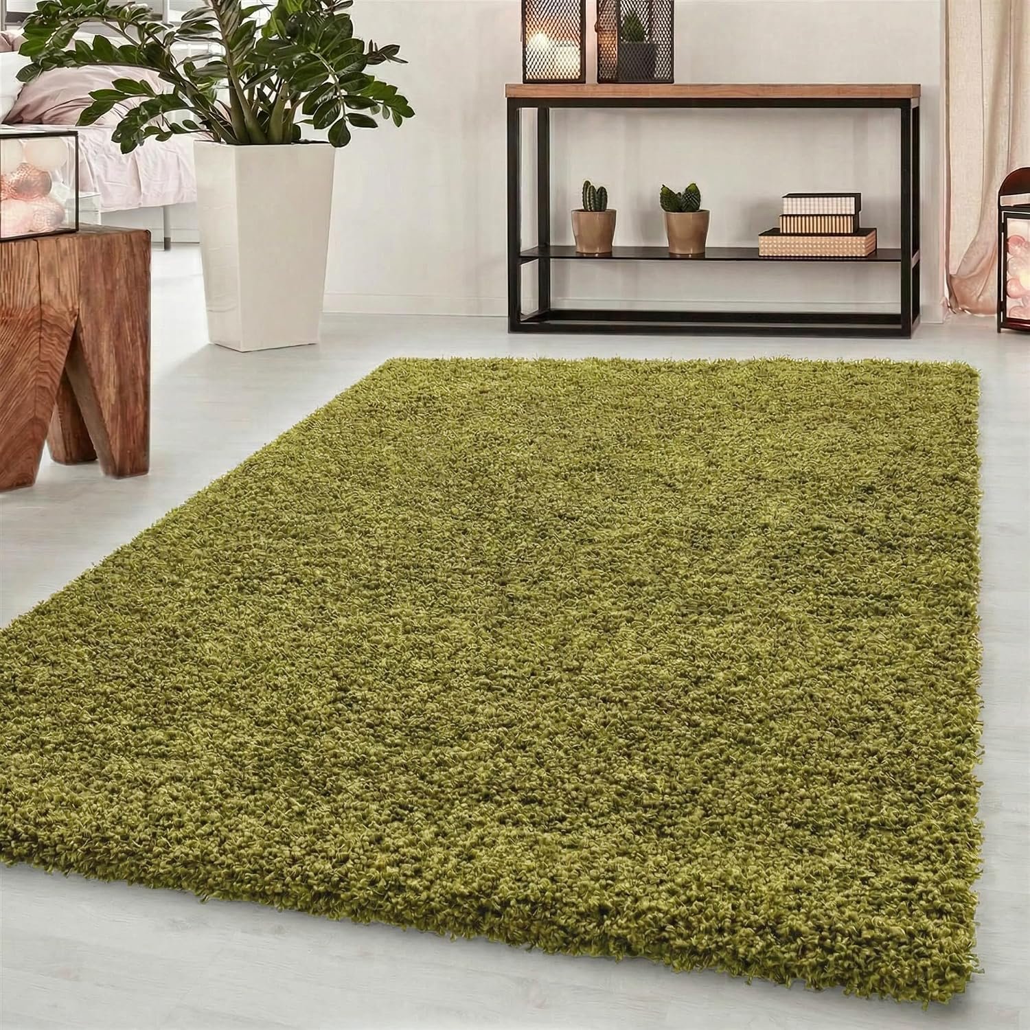 Abaseen Small Large Shaggy Rug Modern Rugs Living Room Extra Large Small Medium Rectangular Size Soft Touch Thick Pile Living Room Area Rugs Non Shedding (Green, 120x170 cm)