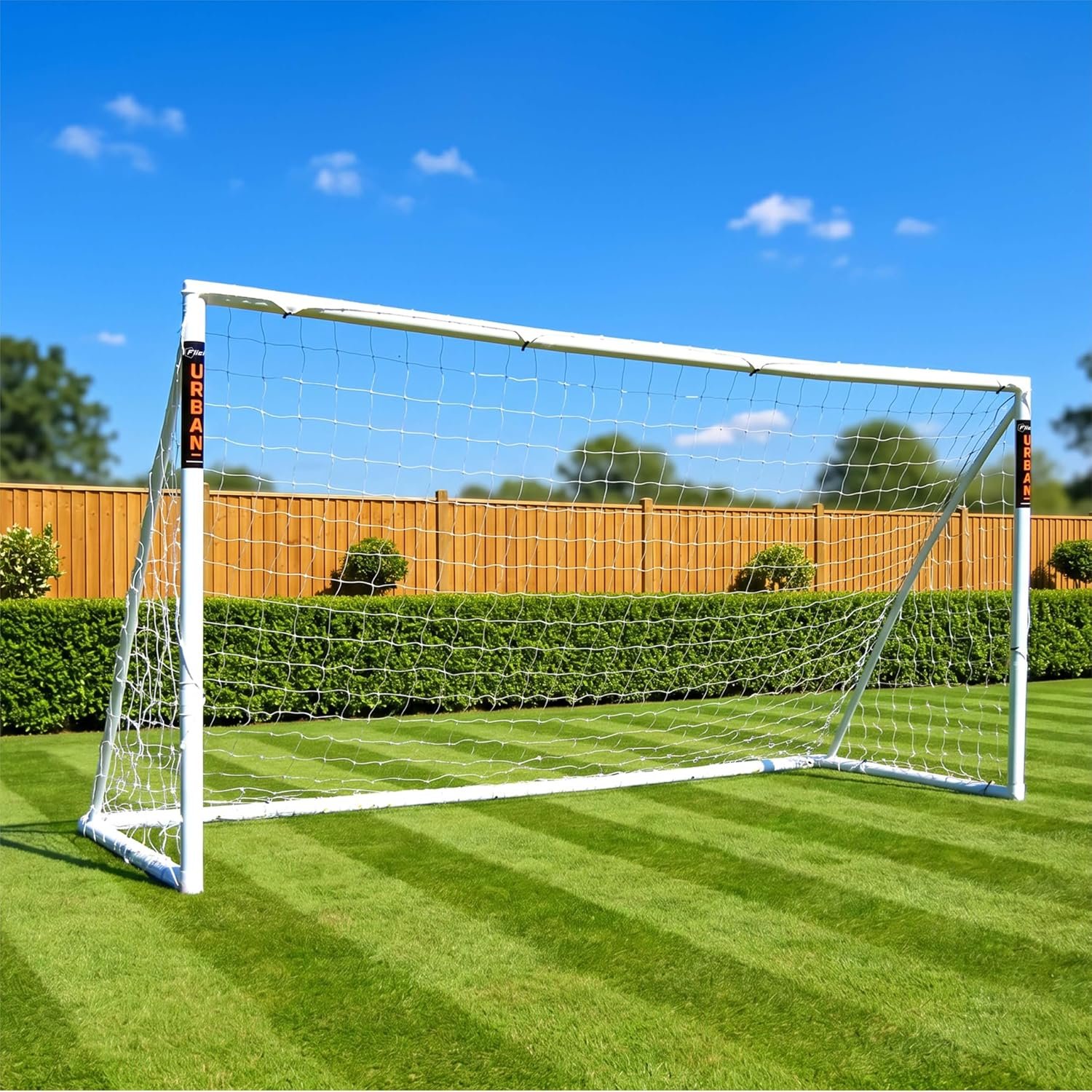 Football Flick 12ft x 6ft Garden Goal - 2 Year Guarantee - The Best uPVC Football Goal for Gardens - All Weather Protection - Integrated Locking System For Easy Assembly