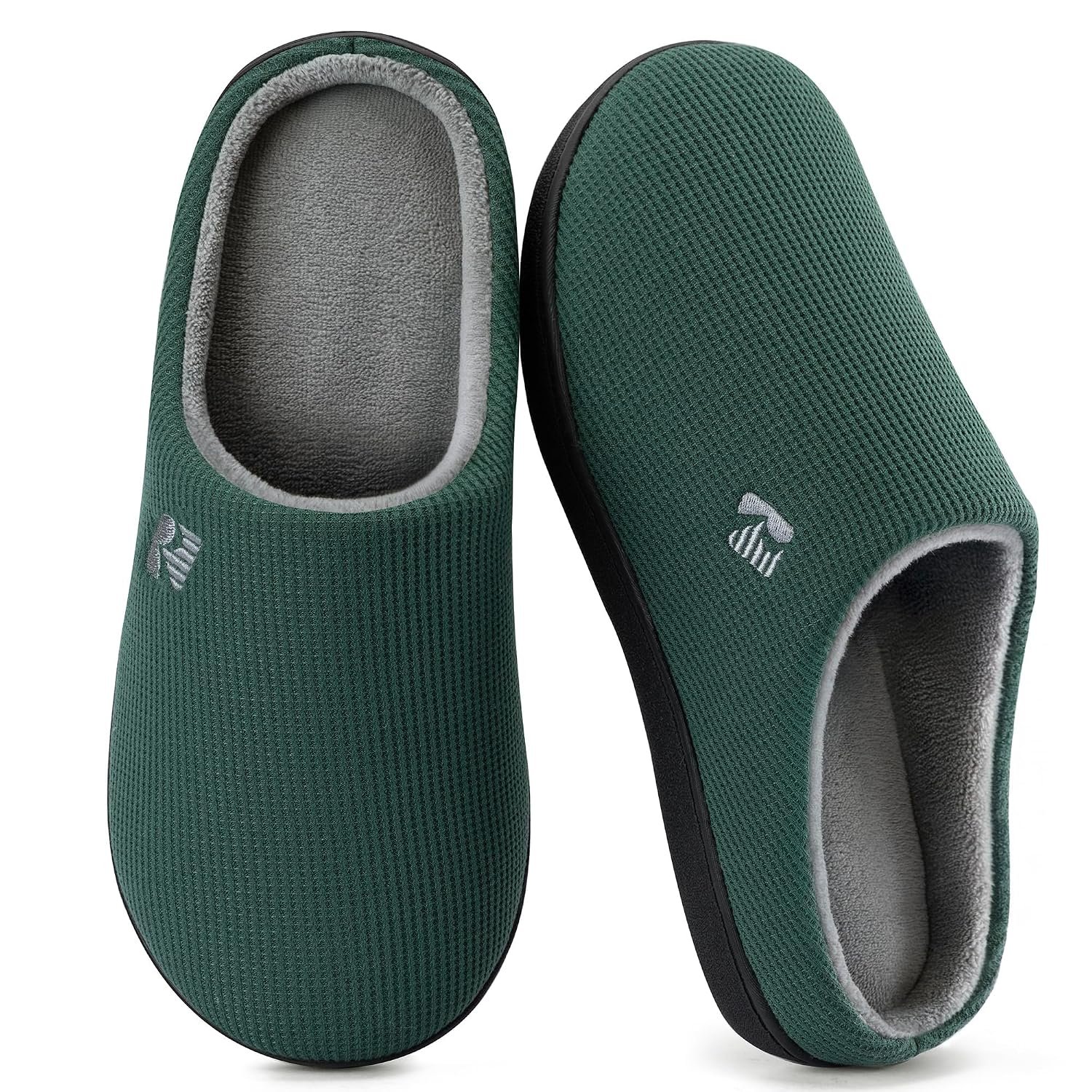 RockDove Men's Original Two-Tone Memory Foam Slipper, Size 12/13 UK Men, Greyish Green
