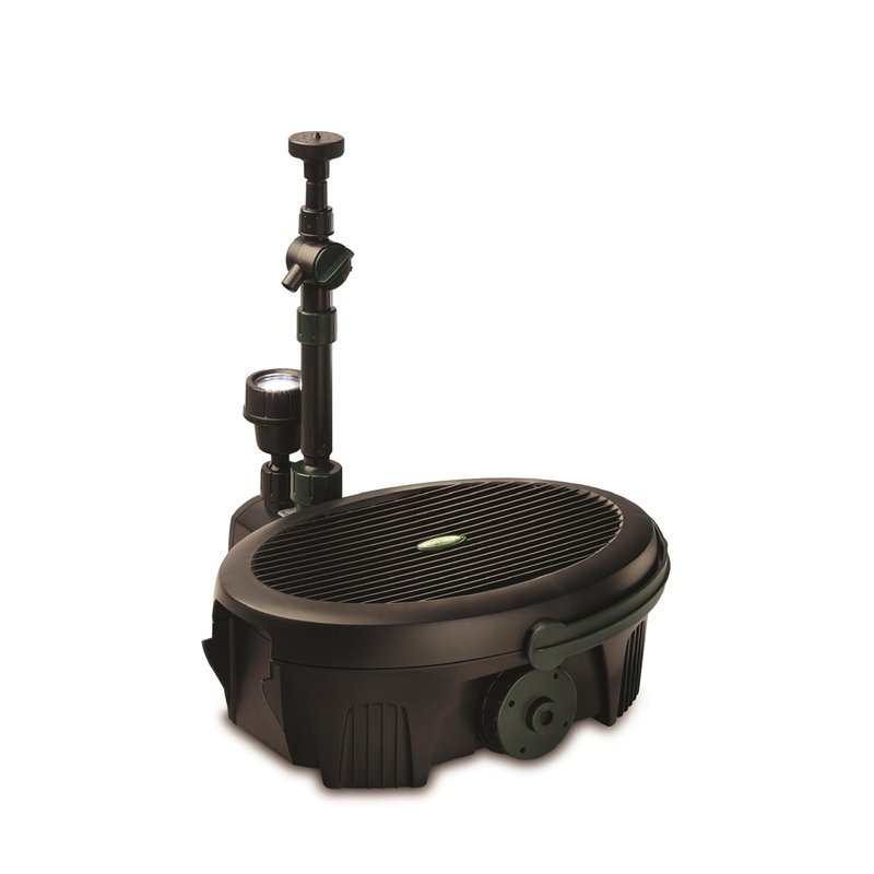 Blagdon Inpond 5-in-1 3000 Easy Care Clean Pond Solution, 10w Pond Pump & Filter with UV Clarifier for Algae Control and Clear Water, LED Light, 3 Fountain Heads, for Ponds Up to 3,000L, Black