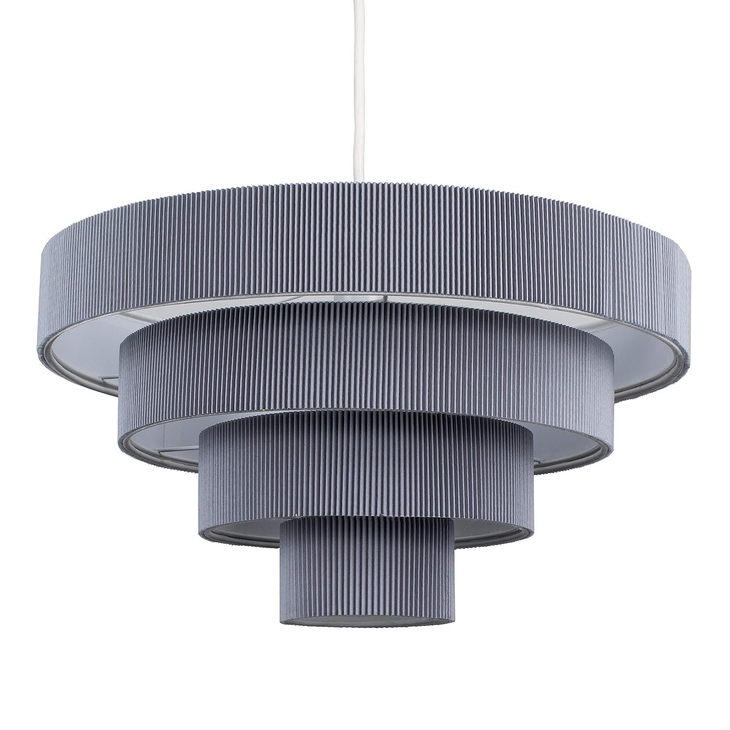 MiniSun | Modern 4 Tier Grey Pleated Effect Ceiling Pendant Light Shade | Shades & Home Improvements Essential | 40cm Shade Width
