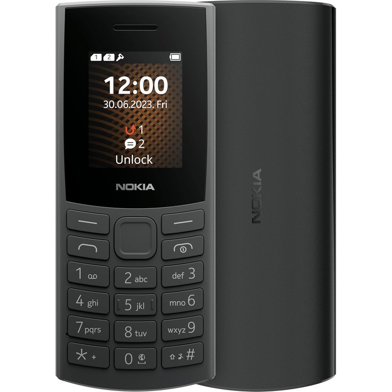 Nokia 105 4G Edition (2023) Feature Phone with Dual SIM, 1.8 Inch Display, 1450 mAh Battery, 48 MB RAM / 128 MB ROM, Expandable Memory, 3.5 mm Headphone Jack, FM Radio - Charcoal