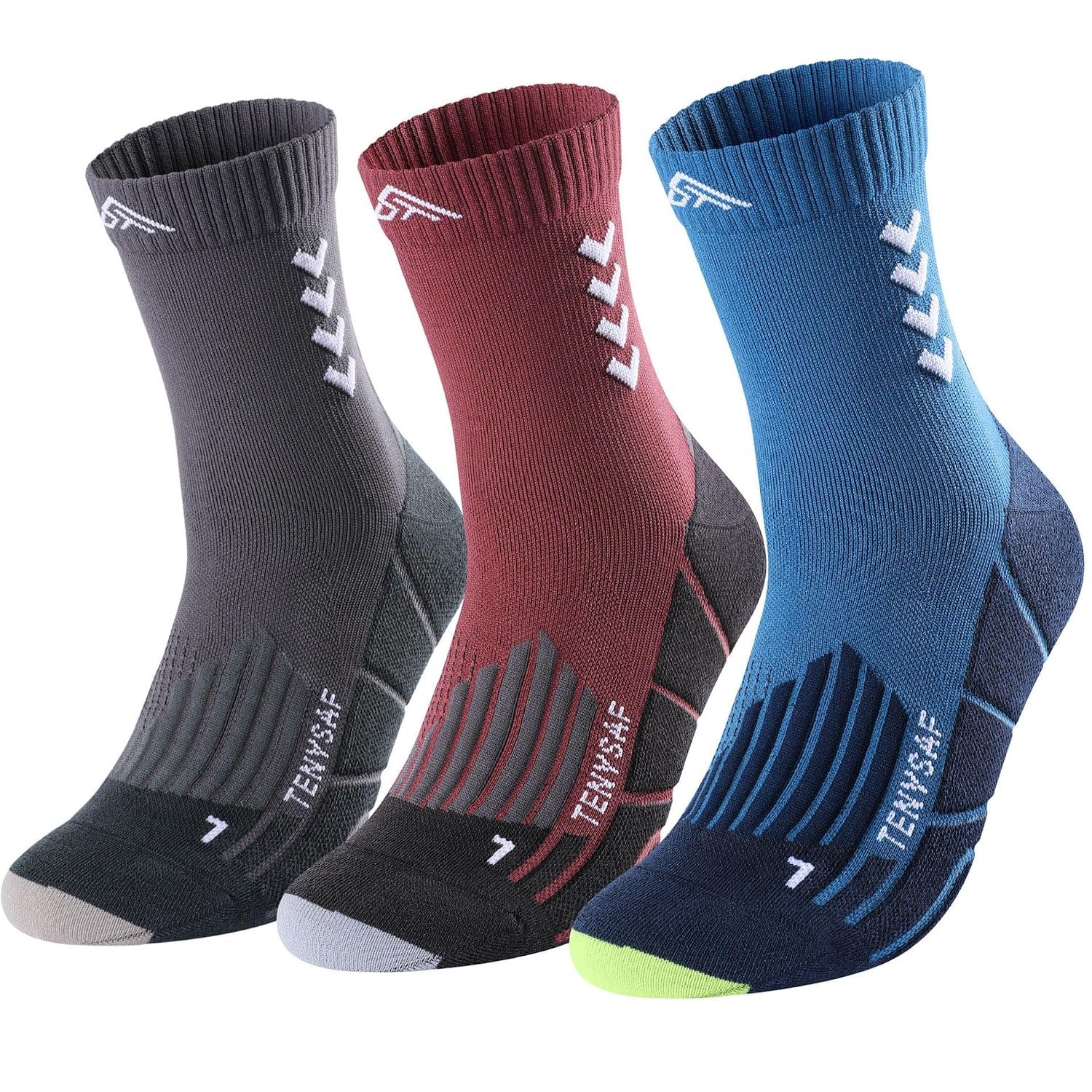 Lounwee Compression Crew Running Socks: Athletic Socks for Men Women with Cushion,3 Pairs Work Hiking Basketball Sport Socks