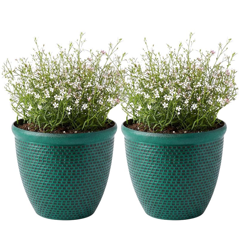 SG Traders 2 x Large Plastic Round Cromarty Plant Pot Flower Pot Planter Garden Decoration 30cm Plant Pot Outdoor Flower Pots Outside Garden Planters Outdoor With Drainage Holes